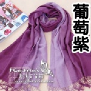 流蘇漸層款圍巾 披巾【葡萄紫】