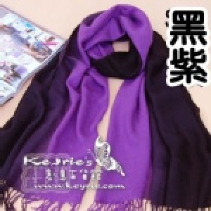 流蘇漸層款圍巾 披巾【黑紫】
