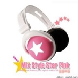 復古星星耳機-粉