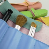 韓版時尚文具袋/化妝袋~特價70元 刷具袋 彩妝包 畫筆 釦式筆袋 輕巧收納 捲軸創意設計