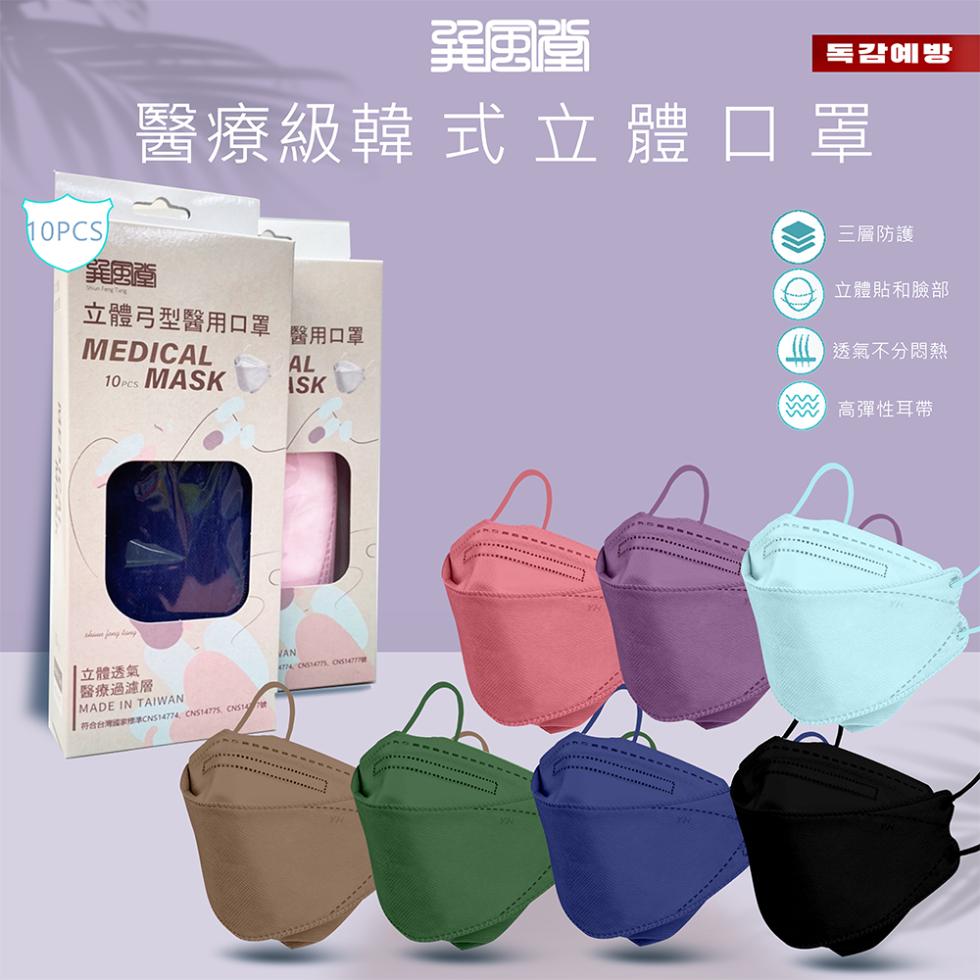 醫療級韓 式 立體口罩，立體弓型醫用口罩，立體透氣，醫療過濾層， 符合台灣福家行準CNS ATTA CNSMITS, CNST THE，醫用口罩，독감예방，三層防護，立體貼和臉部，透氣不分悶熱，高彈性耳帶。