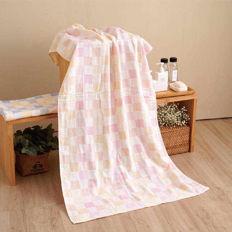 【星紅織品】格子多層紗布速乾純棉浴巾