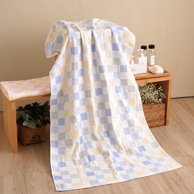 【星紅織品】格子多層紗布速乾純棉浴巾
