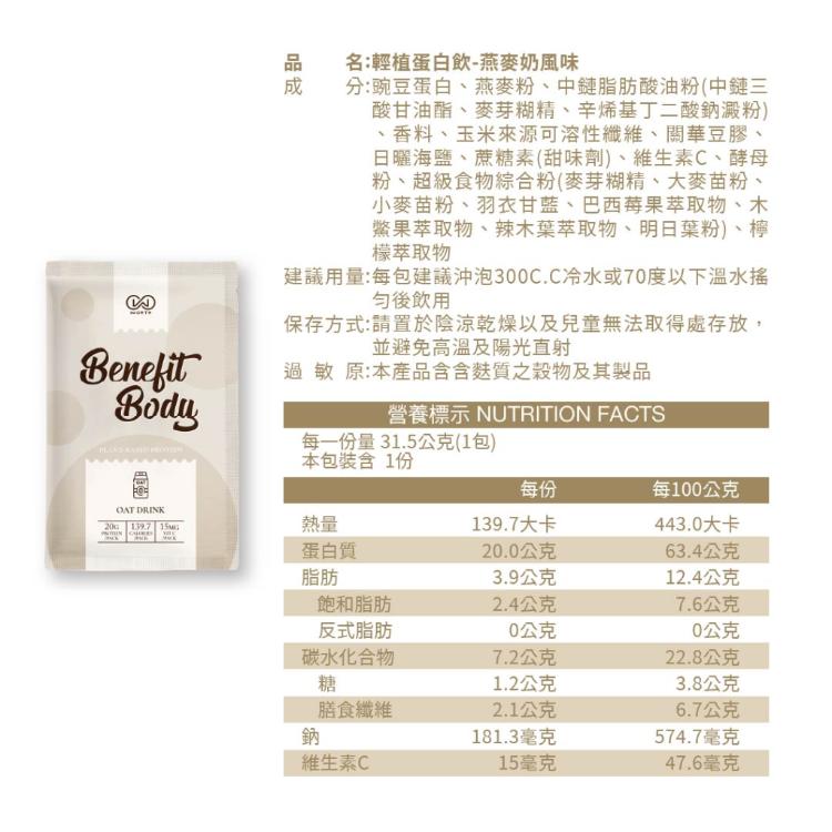 【WORTH沃爾司】Benefit Body 輕植蛋白30包贈搖搖杯 (純素/低糖/維他命C)