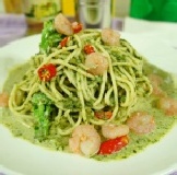 青醬辣蝦仁＋麵 特價：$70