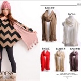 ＊╮嘉蒂斯╭＊秋冬暖暖針織圍巾‧多色可選‧百搭款 【BA01】 仿羊絨下擺球球素面百搭針織圍巾‧10色