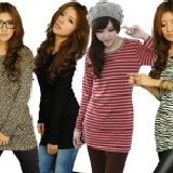 ★嘉蒂斯＊法國羊絨圓領百搭長版衣＊五款(素面、豹紋、斑馬、條紋、點點) 特價：$99