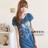 ＊╮嘉蒂斯╭＊【A7513】兩隻兔子綁帶長版T恤 五色