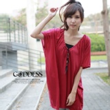 ＊╮嘉蒂斯╭＊【B5222】素面垂領民俗風長版上衣