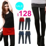 ＊╮嘉蒂斯╭＊韓版【B101】純色假兩件式褲裙內搭褲 特價：$128