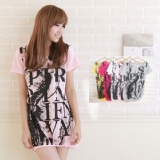 ＊╮嘉蒂斯╭＊【A17482】噴漆英文長版T恤洋裝 特價：$108