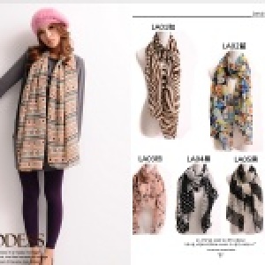 ＊╮嘉蒂斯╭＊韓款仿真絲雪紡圍巾‧多款圖案可選 【LA】