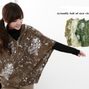 ★嘉蒂斯＊～【30102】個性風格 噴漆 針織 連帽外套 斗篷共三色