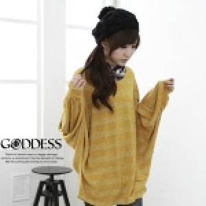 ★嘉蒂斯＊～素面 一字領 亮亮 針織 長版上衣 【11402黃色】