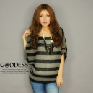 ★嘉蒂斯＊～百搭 橫條 微透 短袖 針織衫 毛衣【20801黑色】