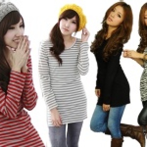 ★嘉蒂斯＊法國羊絨圓領百搭長版衣＊五款(素面、豹紋、斑馬、條紋、點點)