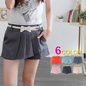 *╮嘉蒂斯╭*【B3310】冰淇淋色前面一片打摺褲裙+皮帶