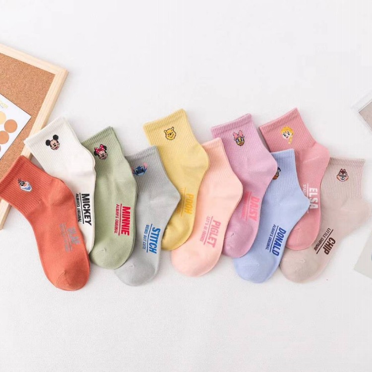 卡通純棉中筒襪