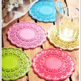 多彩蕾絲防滑隔熱杯墊(多色可選) 藍/黃/紅/粉/綠