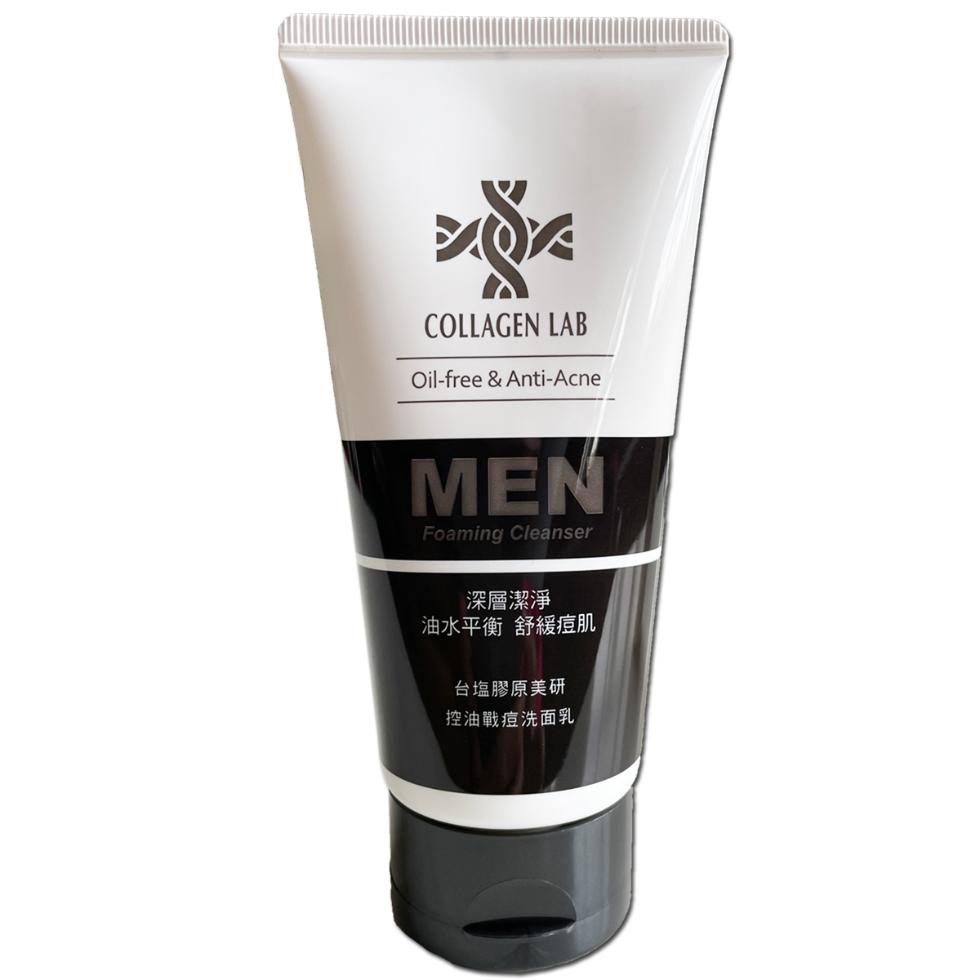 深層潔淨，油水平衡 舒緩痘肌，台塩膠原美研，控油戰痘洗面乳。