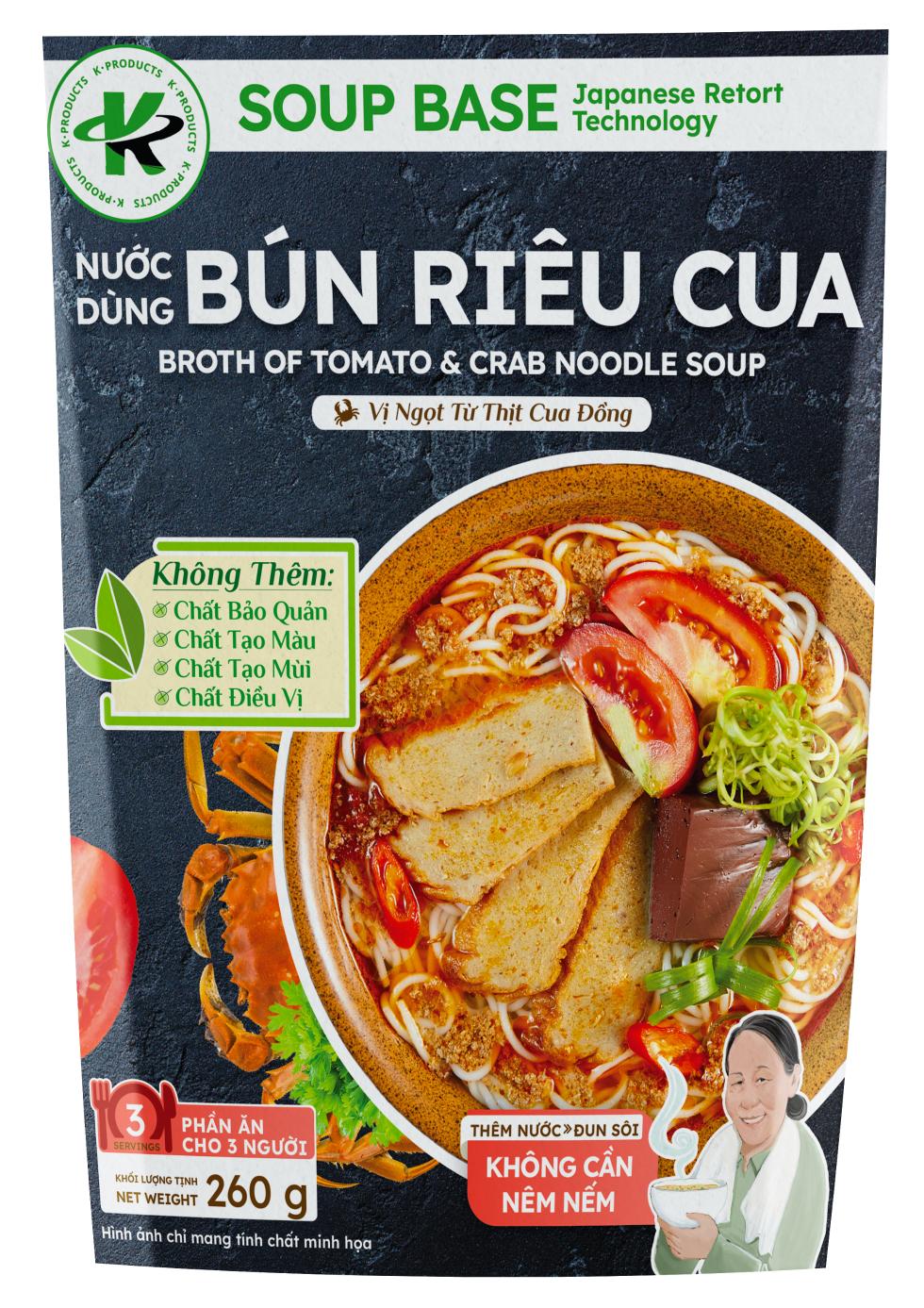 NƯỚC BÚN RIÊU CUA，Vị Ngọt Từ Thịt Cua Đồng，Không Thêm: Chất Bảo Quản，ở Chất Tạo Màu， Chất Tạo Mùi， Chất Điều Vị，SERVINGS CHO 