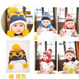 冬季熱賣兒童帽 保暖帽 圓點三球針織鈕扣毛線加絨護耳嬰幼兒帽子 護耳帽 特價：$115