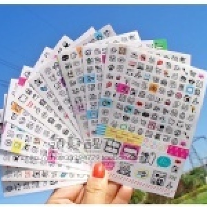8889 韓國出品-彩色防水裝飾日記貼紙|印章貼紙-2張/套裝 多款隨機出貨~