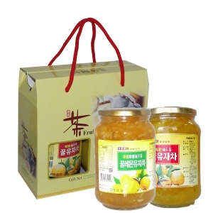 高麗購◎正友蜂蜜柚子茶禮盒1公斤(內含1瓶原味蜂蜜柚子茶,1瓶檸檬柚子茶)