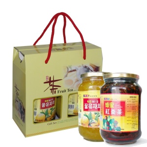 高麗購◎正友韓國傳統茶禮盒1公斤/內含1瓶原味柚子茶,1瓶紅棗茶