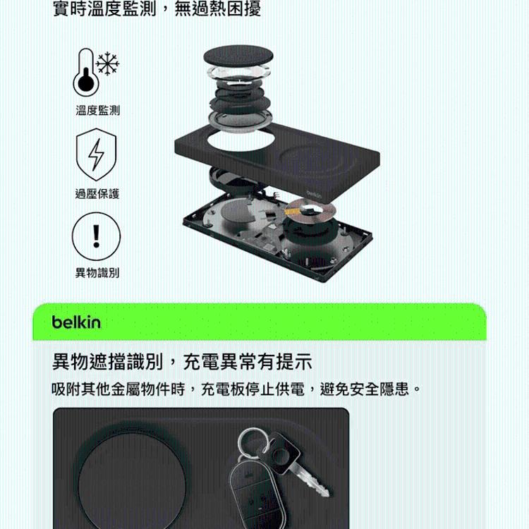 Belkin BoostCharge Pro MagSafe 2合1 15W 無線充電板 WIZ01