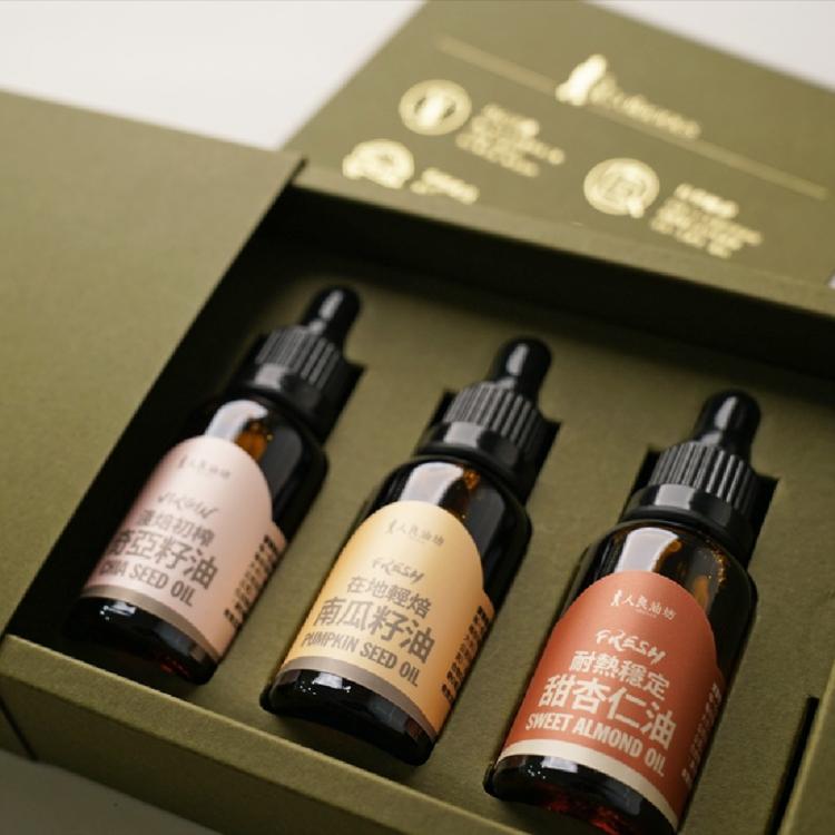[人良油坊]第一道冷壓初榨堅果油經典30mlx3入禮盒組(黃金亞麻仁油、紫蘇籽油、薑黃奇亞籽