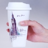 ★2011年全新鶯歌設計師--雙層陶瓷杯★-方形系列-英國大笨鐘 10個起批每個204元(B0599-10)