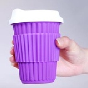 百年慶↑最新款★專櫃授權Bella house--高科技杯身矽膠咖啡杯（紫色)