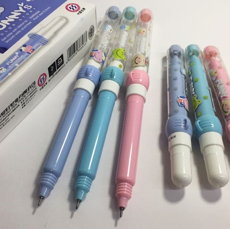 0.5動物針管藍色中性筆