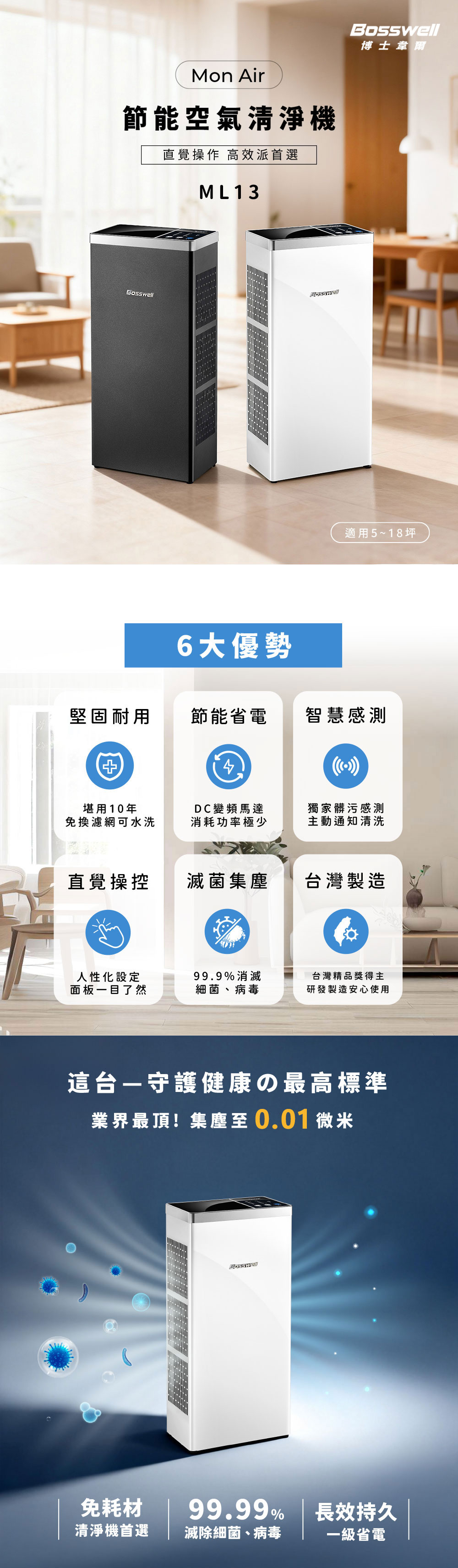 送長輩首選！一鍵淨化空氣｜Mon Air節能空氣清淨機5-18坪(台灣製/一級效能超省電/免耗材/可水洗)