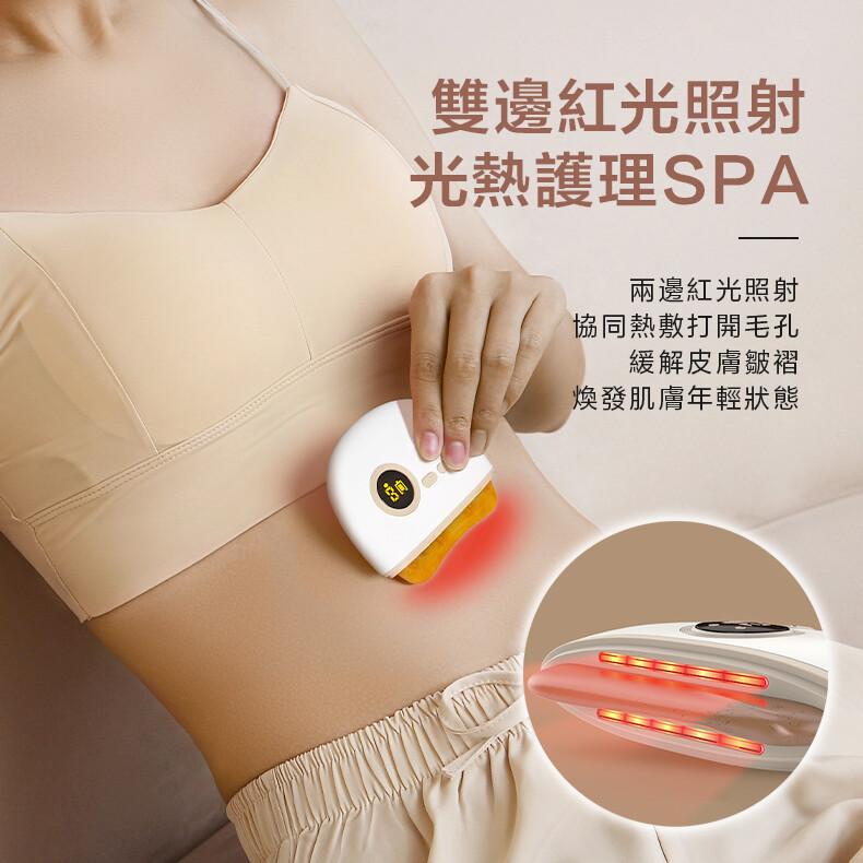 雙邊紅光照射，光熱護理SPA，兩邊紅光照射，協同熱敷打開毛孔，緩解皮膚皺褶，煥發肌膚年輕狀態。