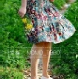 米色卡通花54短