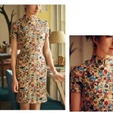 棉麻亞麻旗袍-90公分 落櫻 S.M.L.XL.XXL號