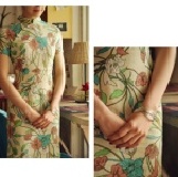 棉麻亞麻旗袍-90公分 春花 S.M.L.XL.XXL號