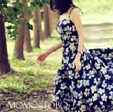 亞麻大擺連衣裙-木棉花開