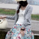 亞麻短裙 芙蓉藍