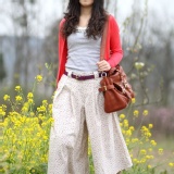 亞麻褲裙 原色碎花