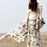 亞麻褲裙 咖啡大花 特價：$380