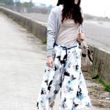 亞麻褲裙 水墨蝴蝶