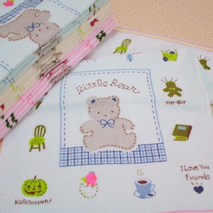 【三葉棉織廠】臺灣製純棉毛巾[兒童巾-午茶小熊]-6入