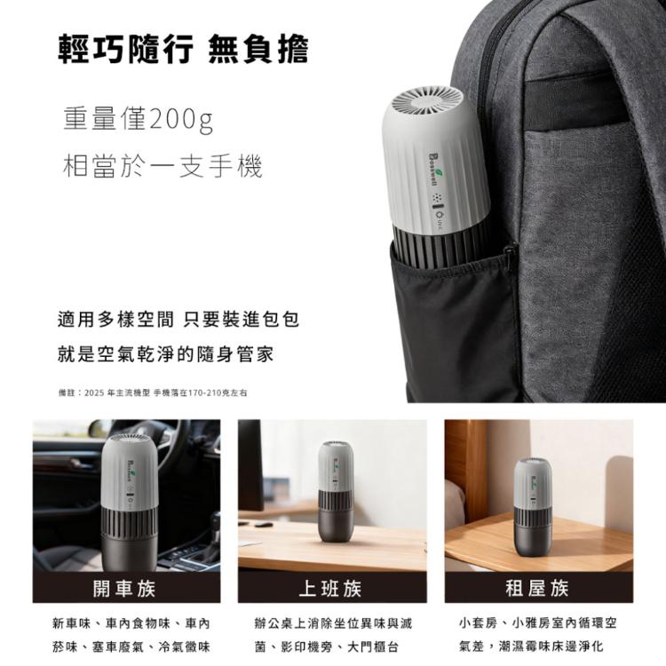 【BOSSWELL博士韋爾】 Poke Air隨身紫外線殺菌空氣清淨機-上班族/在外租屋/通勤者推薦
