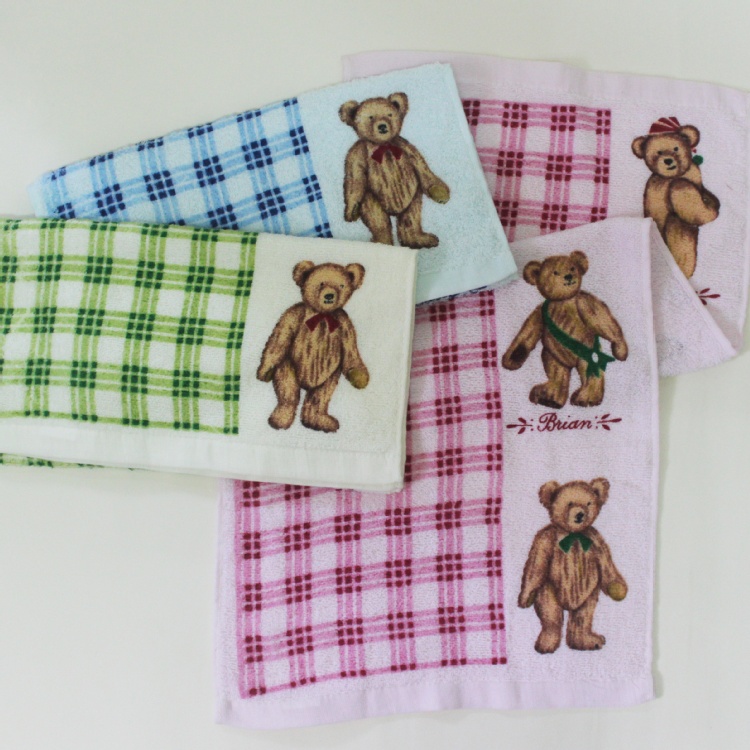 【三葉棉織廠】溫馨家用可愛格子熊毛巾-6入