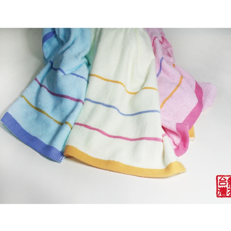 【三葉棉織廠】臺灣製純棉毛巾[三色段條紋浴巾]-1入