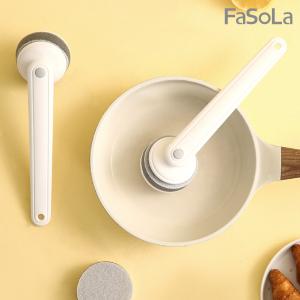 FaSoLa 長柄海綿可替換式鍋刷組-長柄鍋刷+鍋刷替換棉4入 套組