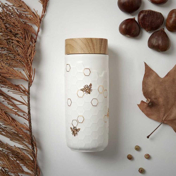 【乾唐軒活瓷】大豐收隨身杯 - 雙層仿木紋蓋 4色任選 附精美禮盒